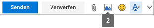 Über das Symbol "Bild einfügen" können Sie Bilder von OneDrive oder Ihrem Computer einfügen.