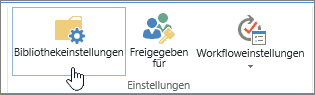 Schaltflächen für SharePoint-Bibliothekseinstellungen im Menüband