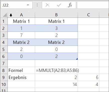 MMULT-Funktion: Beispiel 1