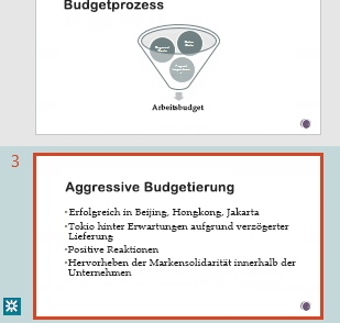 Überarbeitungsmarkierung in der Miniaturansicht von PowerPoint