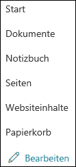 Linkes SharePoint-Menü