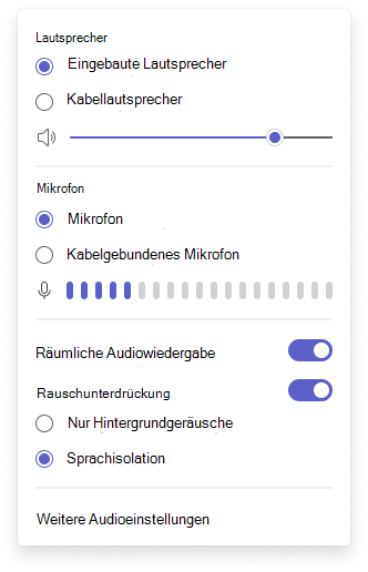 Audio-Flyout für die Spracherkennung