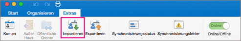 Klicken Sie auf der Registerkarte "Extras" auf "Importieren".