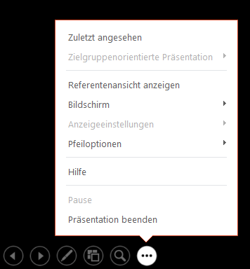 Abbildung des Menüs 'Referentenansicht' in PowerPoint