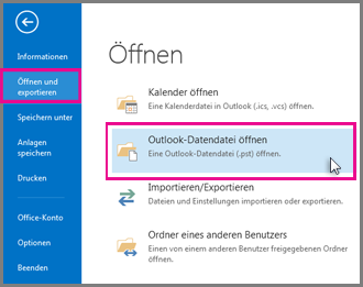 Öffnen einer Outlook-Datendatei