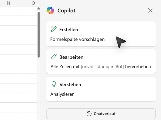 Bildschirmfoto des Hinzufügens von Formelspalten mit Copilot in Excel.