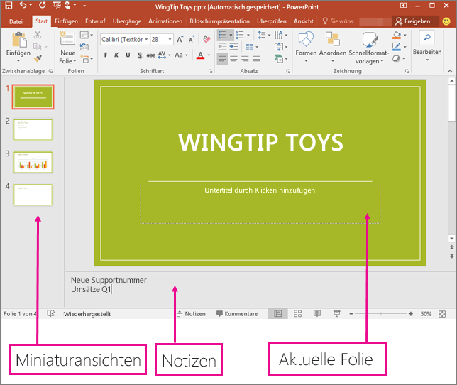 Abbildung der Normalansicht in PowerPoint