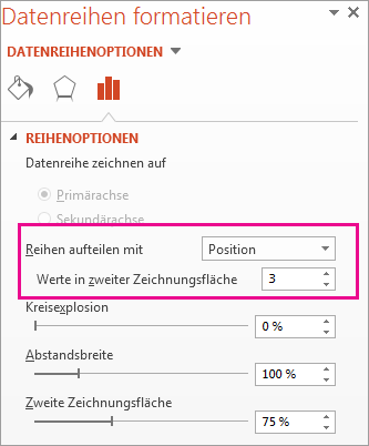 Feld "Reihe aufteilen mit" im Bereich "Datenreihen formatieren"