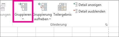 Klicken Sie auf der Registerkarte 'Daten' auf 'Gruppieren'