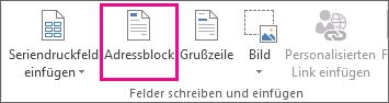 Befehl 'Seriendruck Adressblock'