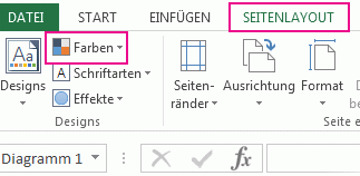 Schaltfläche 'Farbe' in der Gruppe 'Design' auf der Registerkarte 'Seitenlayout'