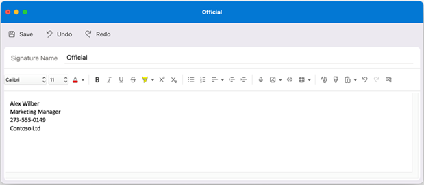 Outlook für Mac Erstellen einer Signatur