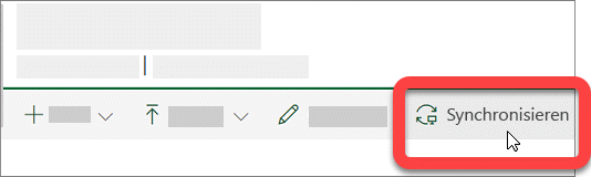 Screenshot der Schaltfläche "Synchronisieren" für eine SharePoint-Bibliothek.