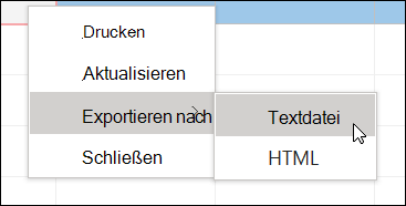 Screenshot eines Kontextmenüs mit einem Untermenü