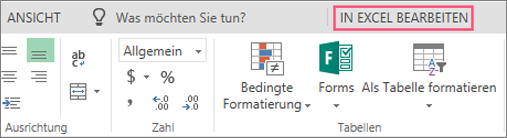 Schaltfläche zum Bearbeiten in Excel