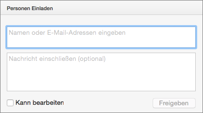 PowerPoint für Mac-Freigabeoptionen, "Einladen"