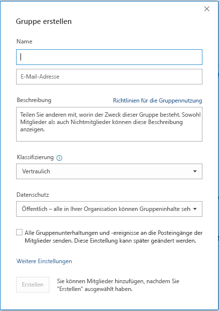 Eine Gruppe erstellen