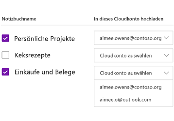 Hochladen von Notizbüchern in ein Cloudkonto