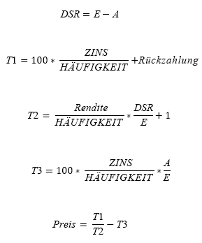 Formel PREIS, wenn N <= 1