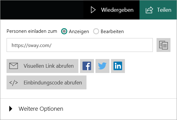 Sway-Menü vom Microsoft-Konto