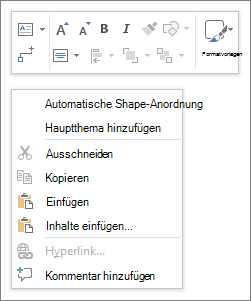 Visio-Kontext oder Kontextmenü