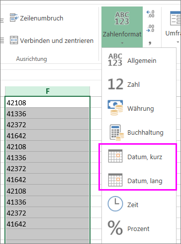 Spalte mit Datumsangaben im Textformat