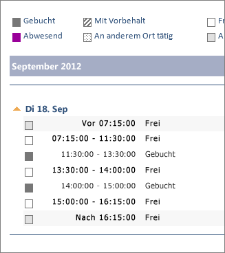 Beispiel für einen freigegebenen Kalender in einer E-Mail