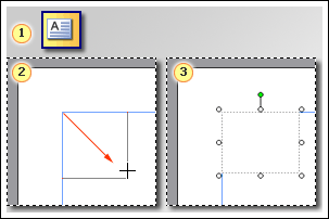 Text tool icon and illustration of dragging to create text box