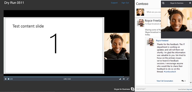 Skype Meeting Broadcast mit Yammer-Integration