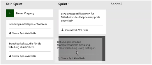 Verschieben einer Aufgabe in einen Sprint