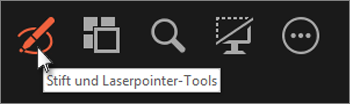 Mithilfe des Stifts oder Laserpointers können Sie auf Folien zeigen oder schreiben.