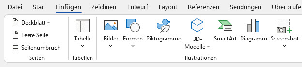 Einfügen von Elementen in Word