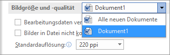 Konfigurieren, wie Office bei der Komprimierung von Bildern zwischen Dateigröße und Bildqualität abwägt