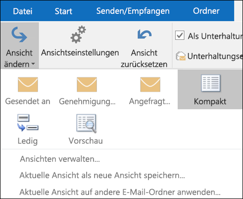 Wählen Sie „Ansicht ändern“ aus, um eine neue Ansicht auszuwählen.