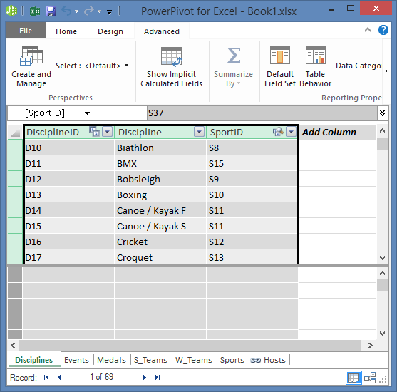 αντιγραφή πεδίων στο PowerPivot