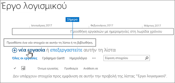 Λωρίδα χρόνου εργασίας, κάντε κλικ στο κουμπί "Δημιουργία +" για να προσθέσετε εργασίες