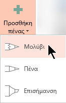 Μπορείτε να σχεδιάσετε με γραφή με τρεις διαφορετικές υφές: ένα μολύβι, μια πένα ή ένα εργαλείο επισήμανσης