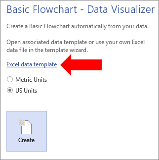 Selecting the Excel Data Template link