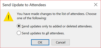 You can choose whether to send an update to all attendees.