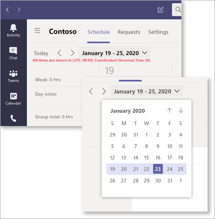 Choosing a schedule timeframe in Microsoft Teams Shifts