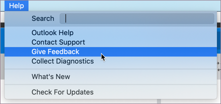 Select Give Feedback in MacOS