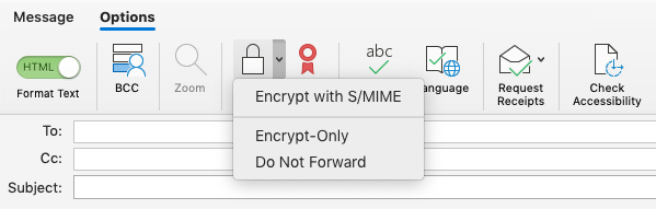 Encrypt with S/MIME option