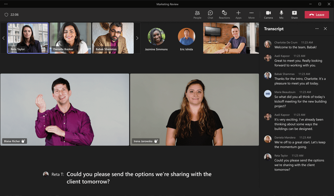 Sign Language View in Microsoft Teams