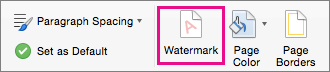 The Watermark option is highlighted on the Design tab.