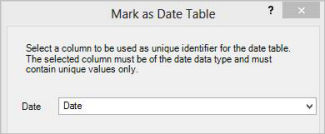 Mark As Date Table dialog