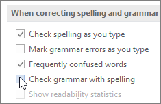 Grammar check boxes