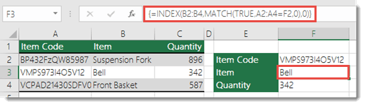 Use INDEX and MATCH to look up values more than 255 characters