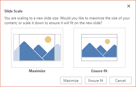 Select Maximize to take full advantage of the space available, or select Ensure Fit to make sure that your content fits on the vertical page