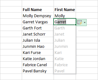 Flash filling a column of data