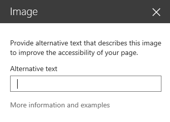 Screenshot of Image alt text dialog in SharePoint.